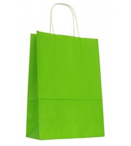 Зеленый крафт пакет 25*32 см с крученой ручкой