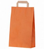 Оранжевый крафт пакет 24*10*37 см  с плоской ручкой